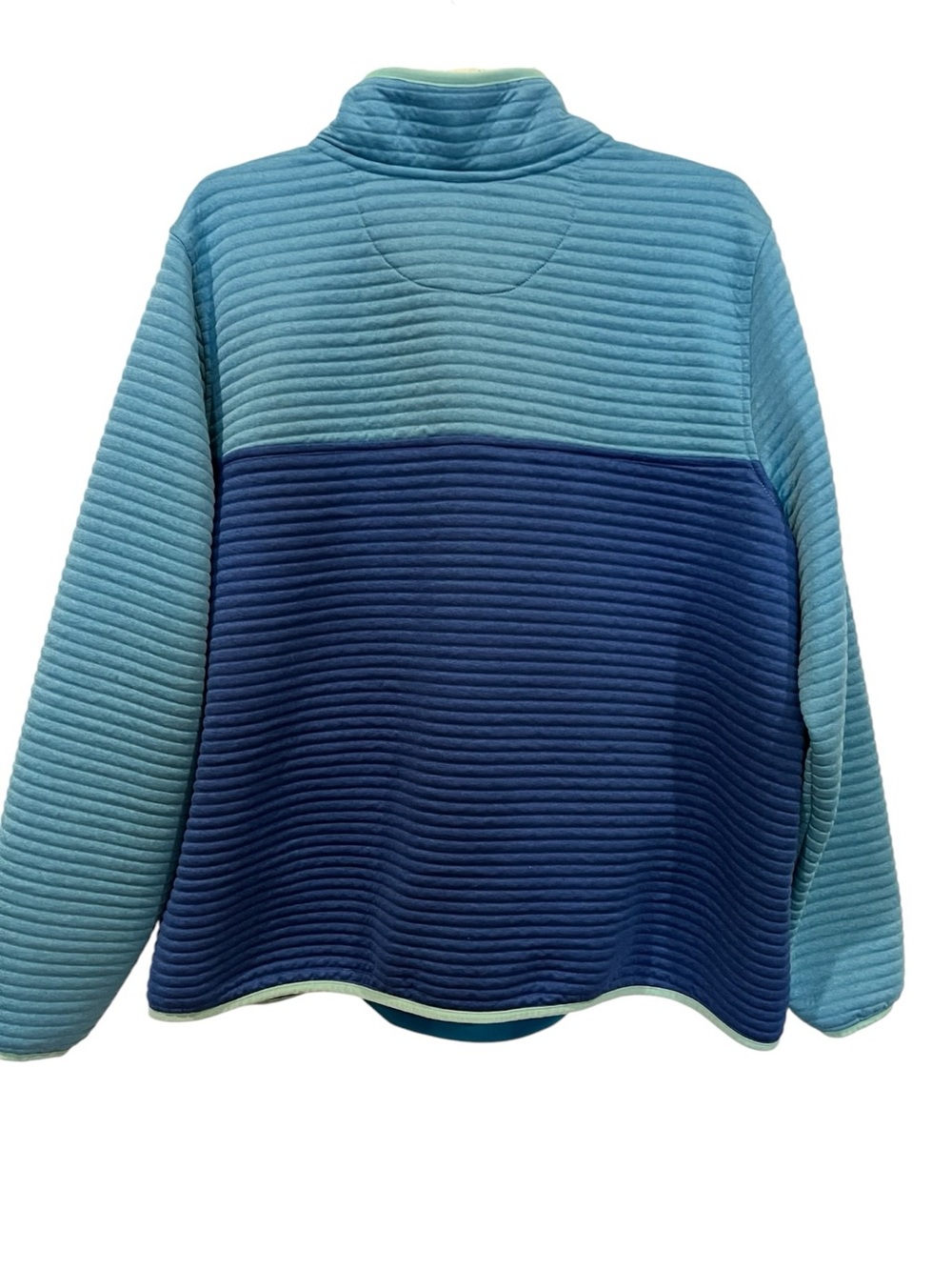 L.L. Bean ribbed 1/4 Snap Pullover in Teal & Navy Plus Size 2X - Picture 5 of 8